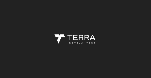 Logo Terra Development na ciemnym tle
